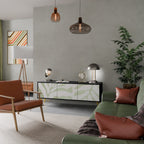 BOTANICAL SPARK Móvel de TV com 3 Portas em Acabamento Preto