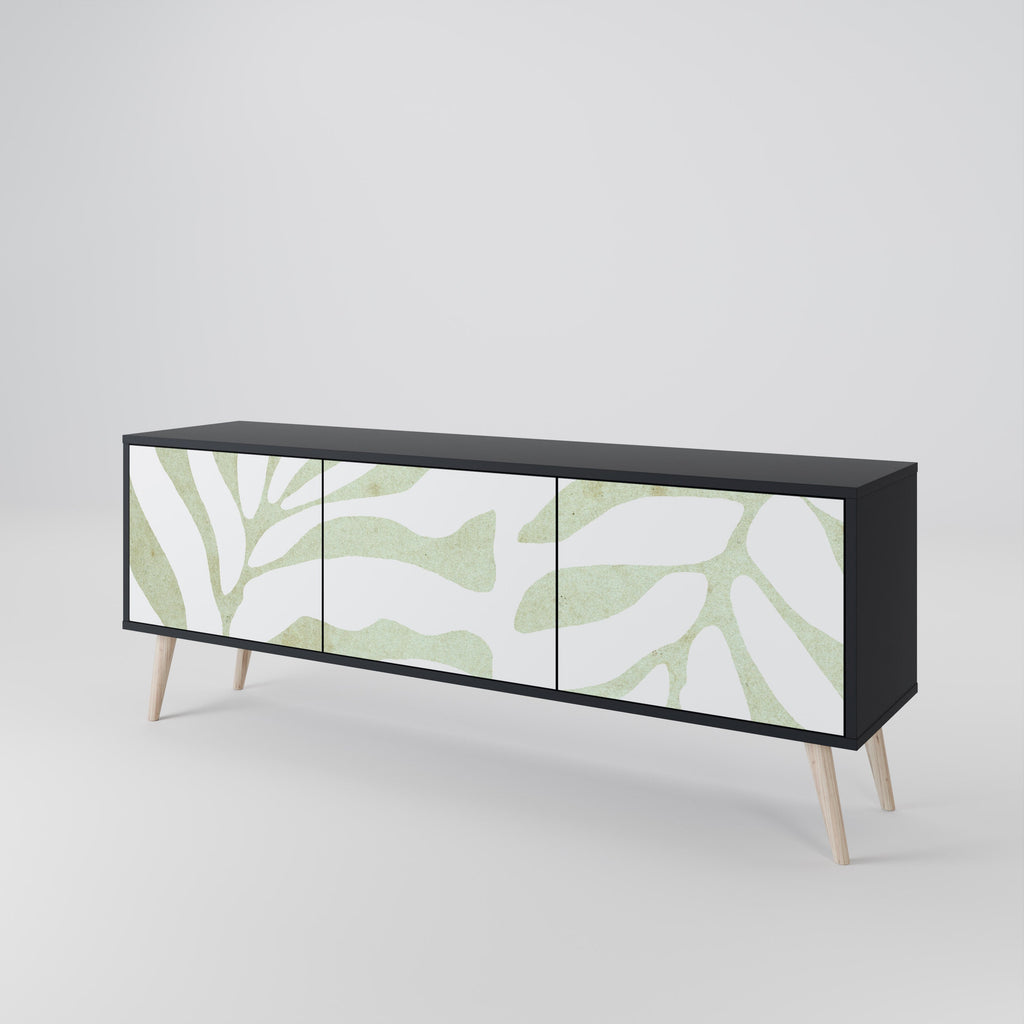 BOTANICAL SPARK Móvel de TV com 3 Portas em Acabamento Preto