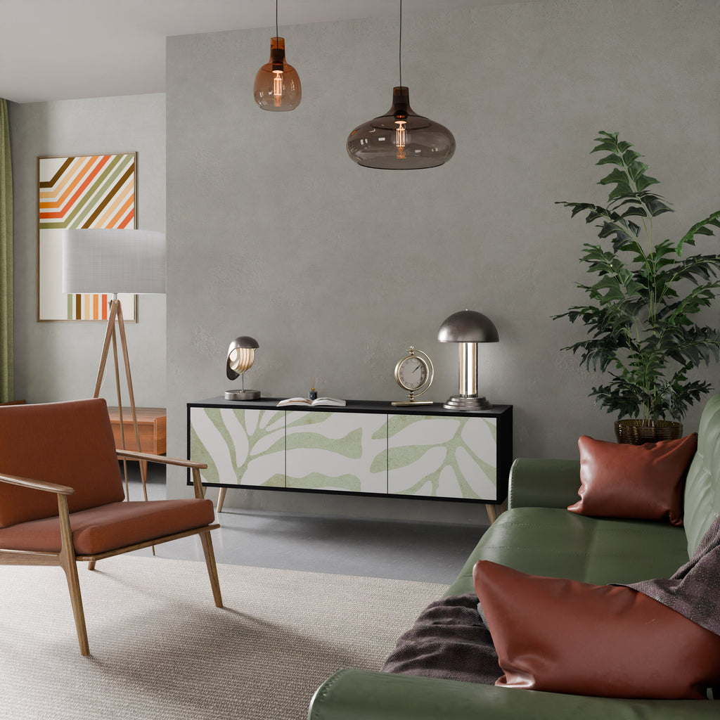 BOTANICAL SPARK Móvel de TV com 3 Portas em Acabamento Preto