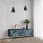 BLUE LEAVES Móvel de TV com 3 Portas em Acabamento Preto