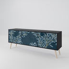 BLUE LEAVES Móvel de TV com 3 Portas em Acabamento Preto