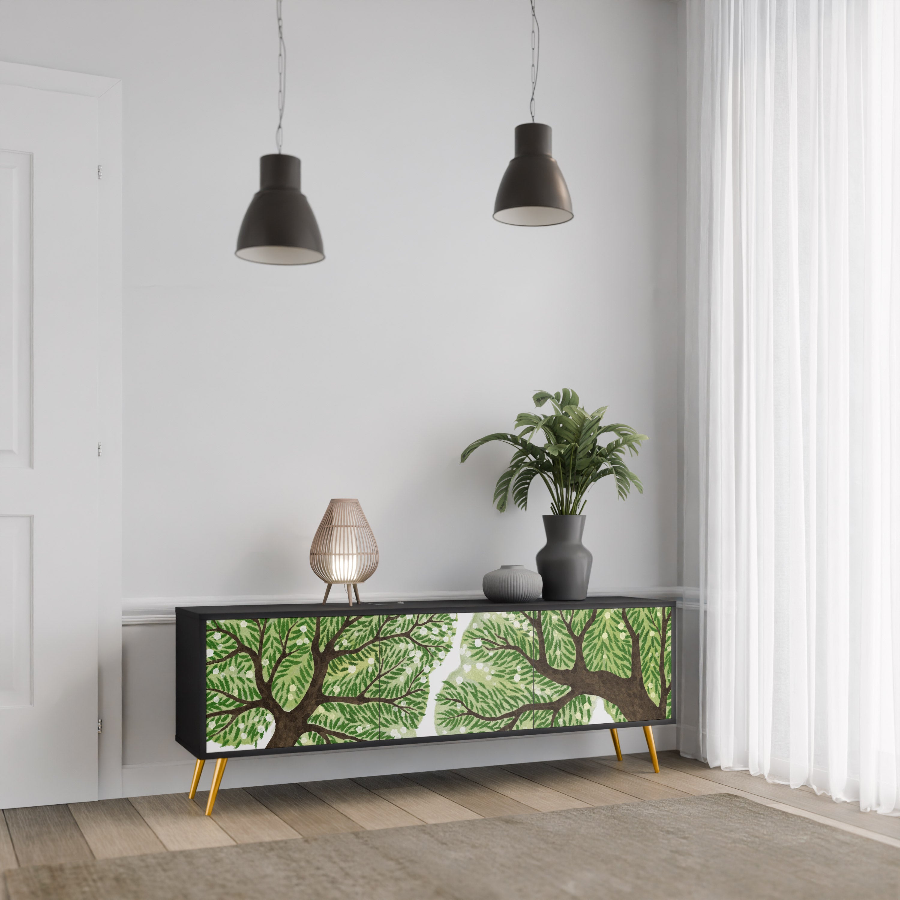 WILDERNESS DASH Móvel de TV com 3 Portas em Acabamento Preto