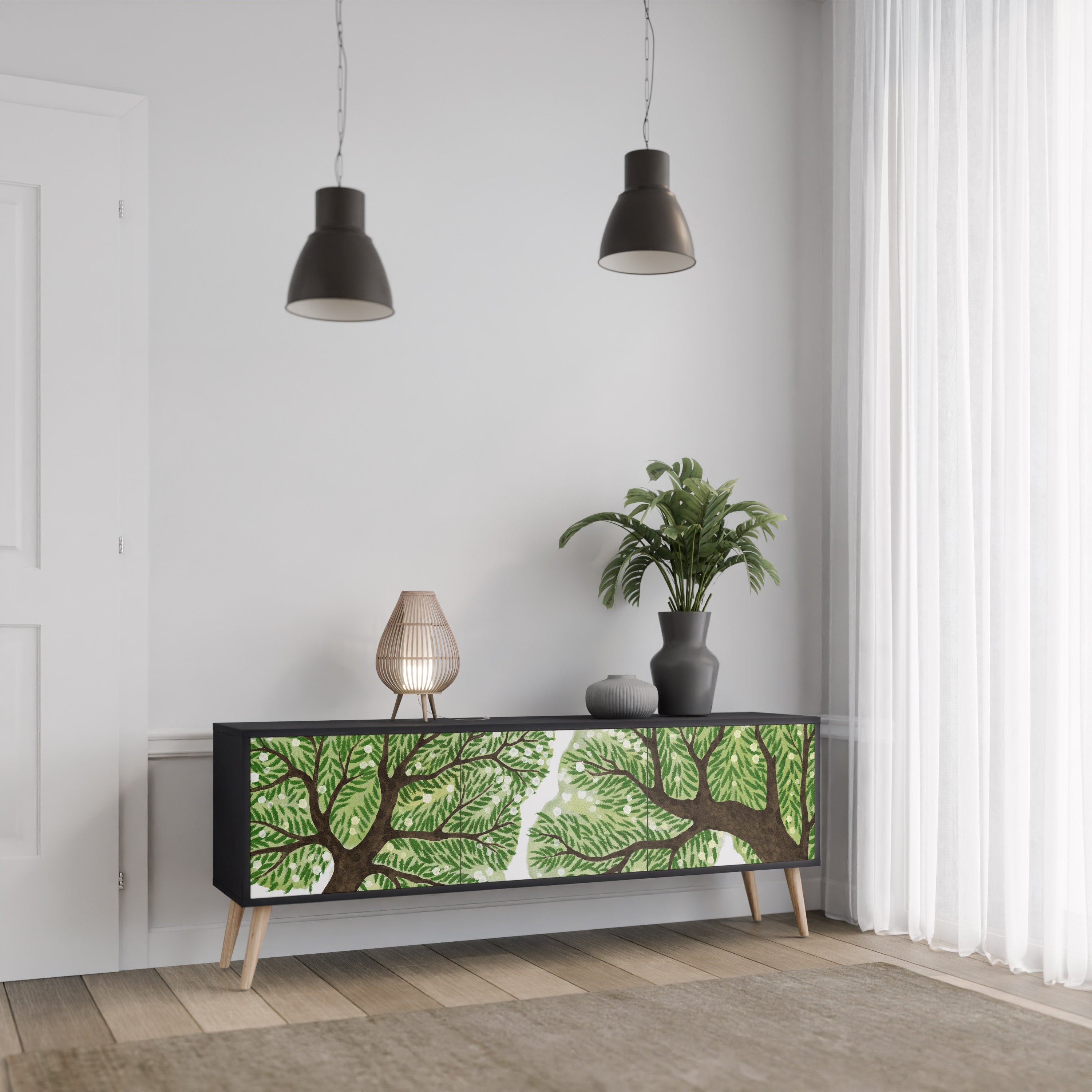 WILDERNESS DASH Móvel de TV com 3 Portas em Acabamento Preto