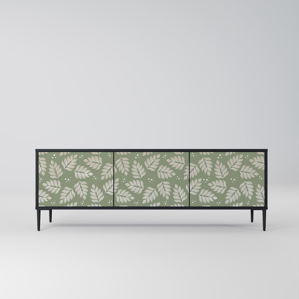 LEAVES ON GREEN Móvel de TV com 3 Portas em Acabamento Preto