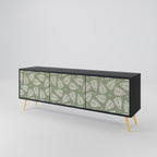 LEAVES ON GREEN Móvel de TV com 3 Portas em Acabamento Preto