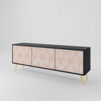 LEAVES ON BEIGE Móvel de TV com 3 Portas em Acabamento Preto