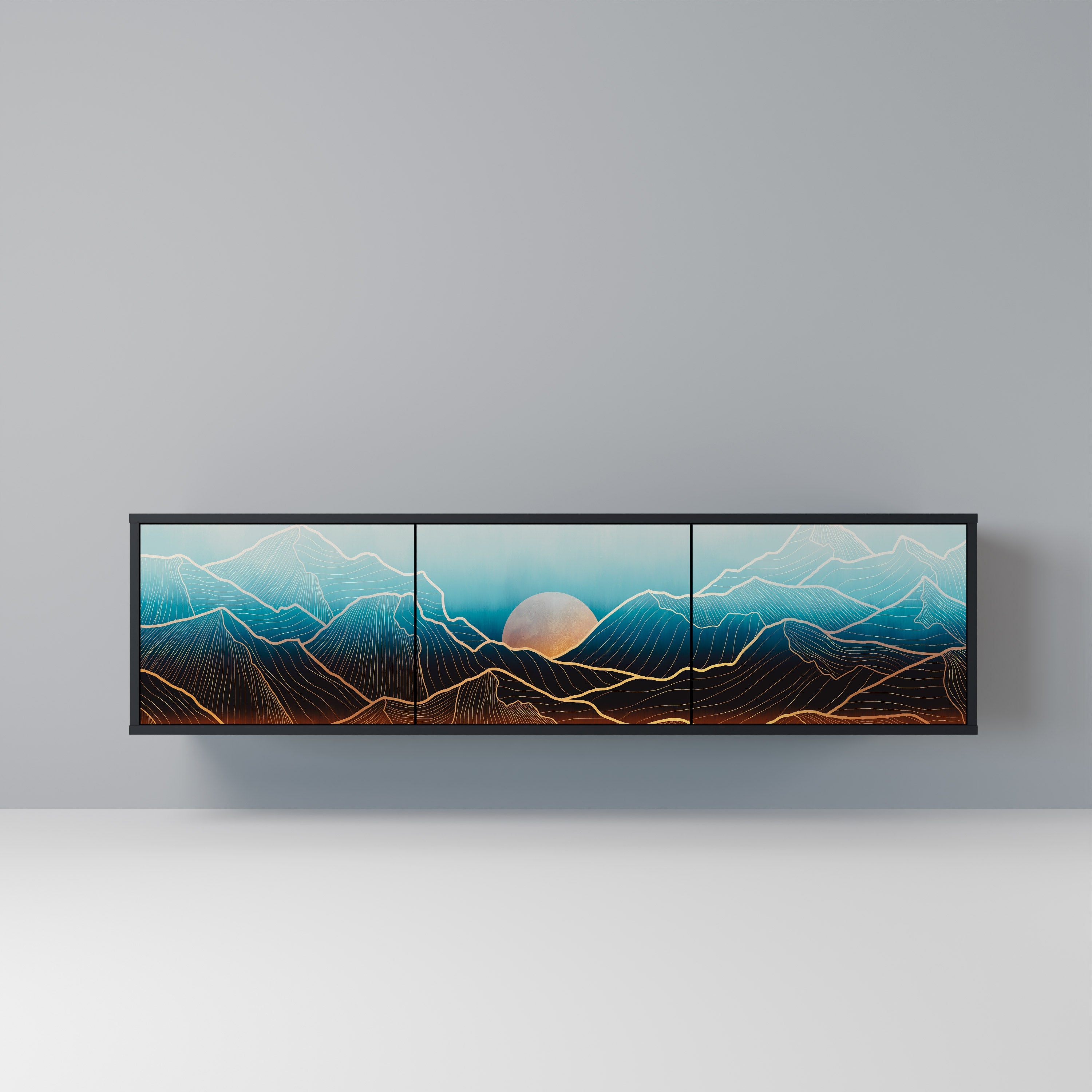 LUNAR SECRETS Móvel de TV com 3 Portas em Acabamento Preto