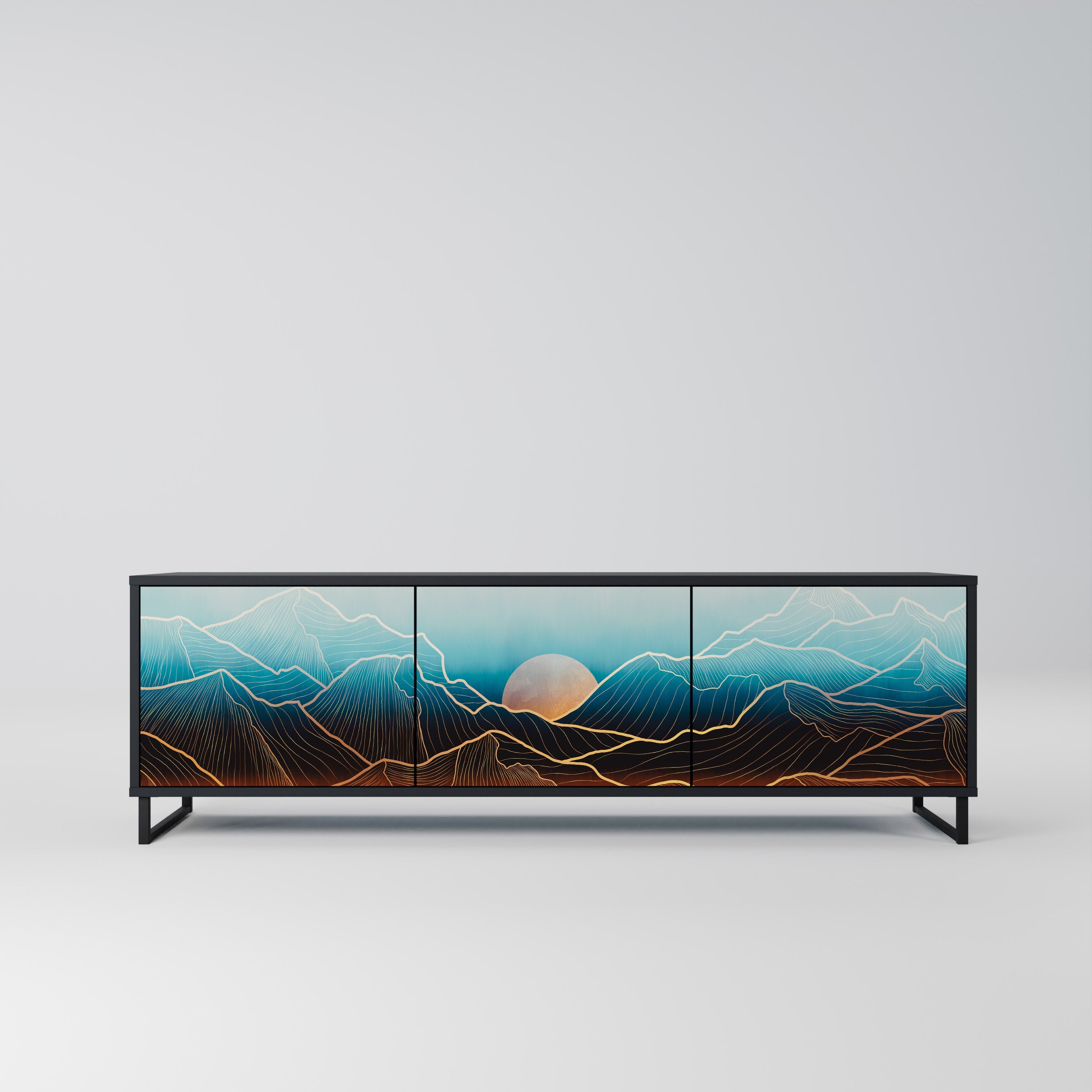 LUNAR SECRETS Móvel de TV com 3 Portas em Acabamento Preto