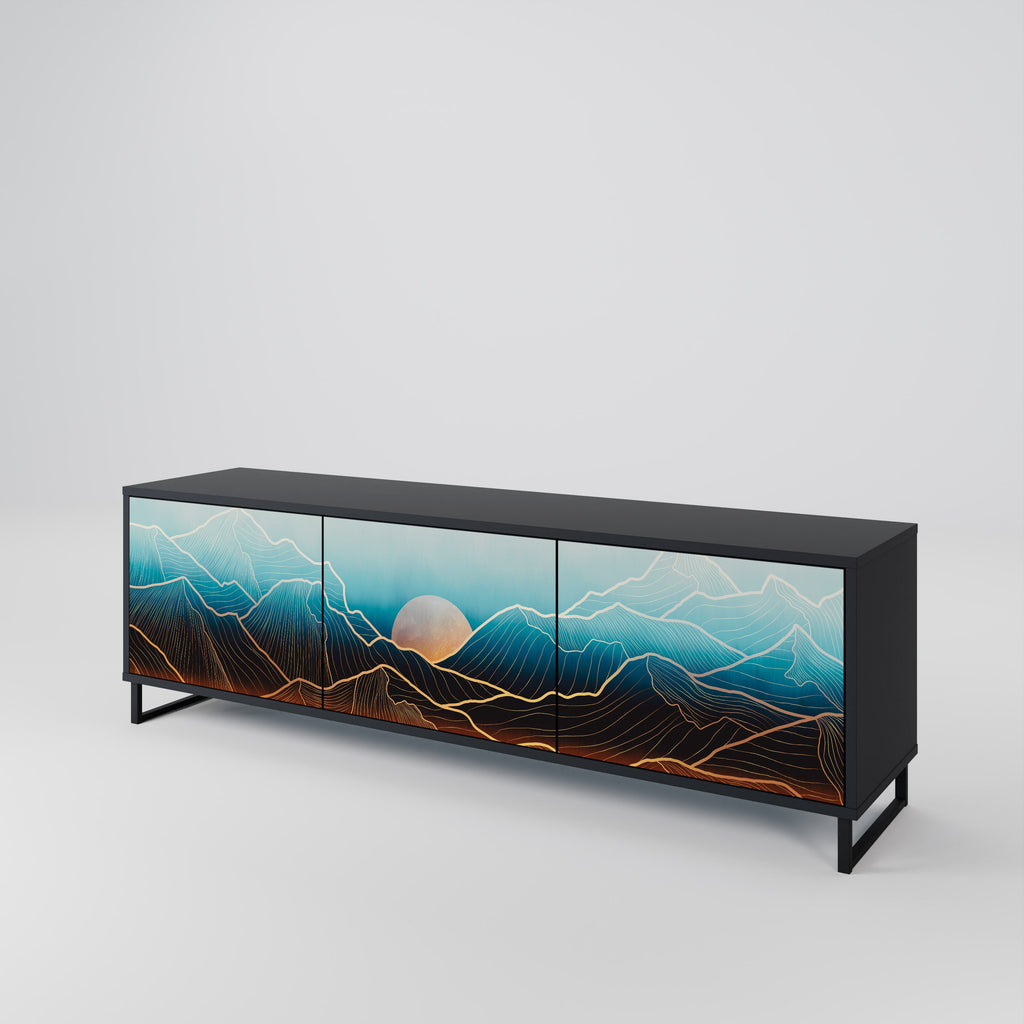 LUNAR SECRETS Móvel de TV com 3 Portas em Acabamento Preto