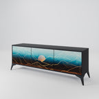 LUNAR SECRETS Móvel de TV com 3 Portas em Acabamento Preto