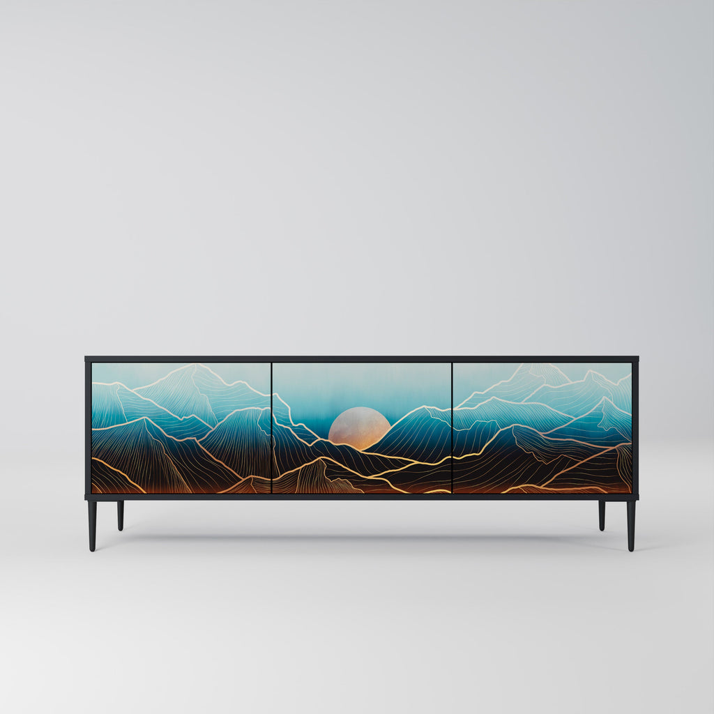 LUNAR SECRETS Móvel de TV com 3 Portas em Acabamento Preto