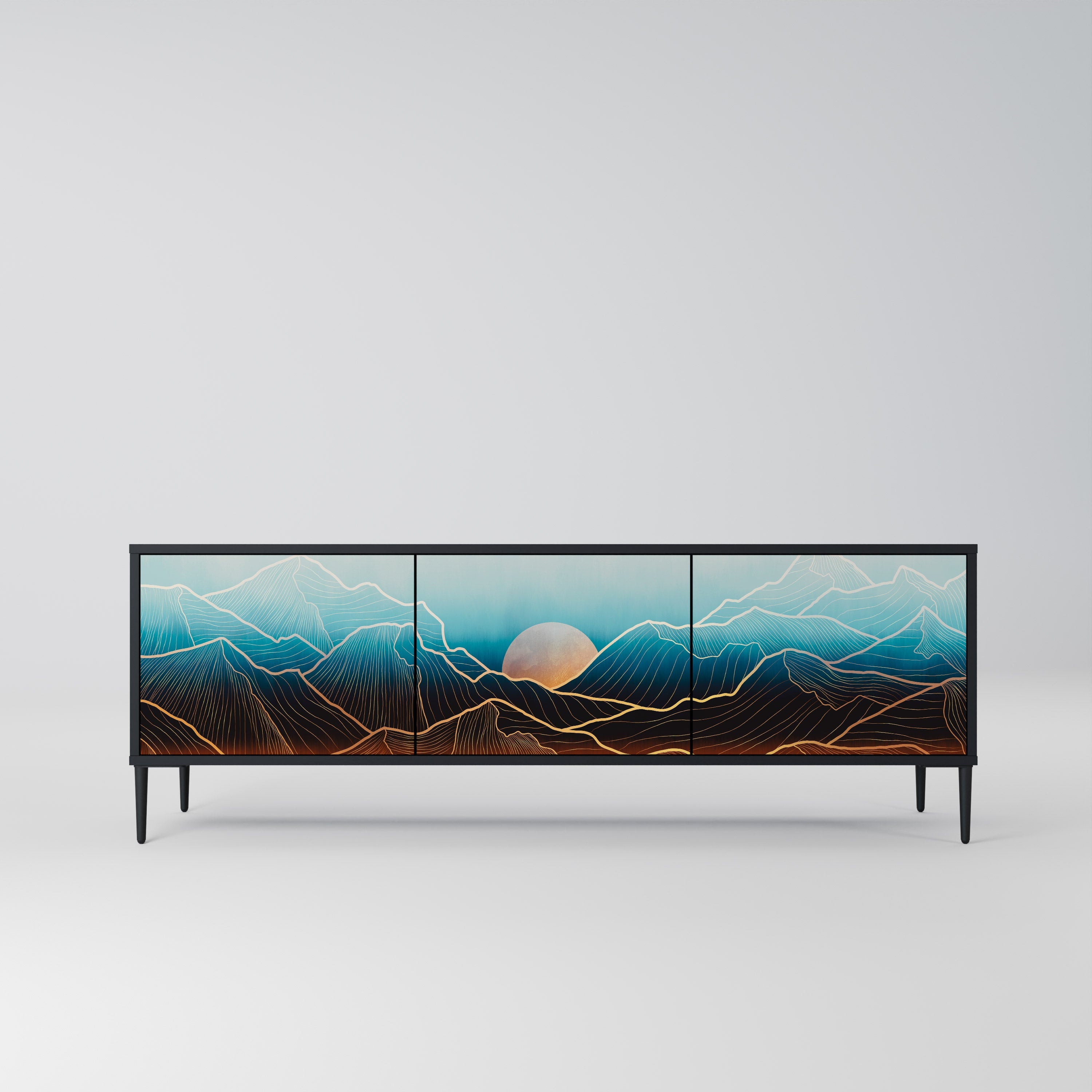 LUNAR SECRETS Móvel de TV com 3 Portas em Acabamento Preto