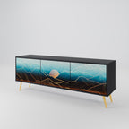 LUNAR SECRETS Móvel de TV com 3 Portas em Acabamento Preto