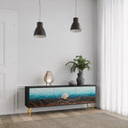 LUNAR SECRETS Móvel de TV com 3 Portas em Acabamento Preto