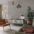 GREEN LEAFY STAMPS Móvel de TV com 3 Portas em Acabamento Preto