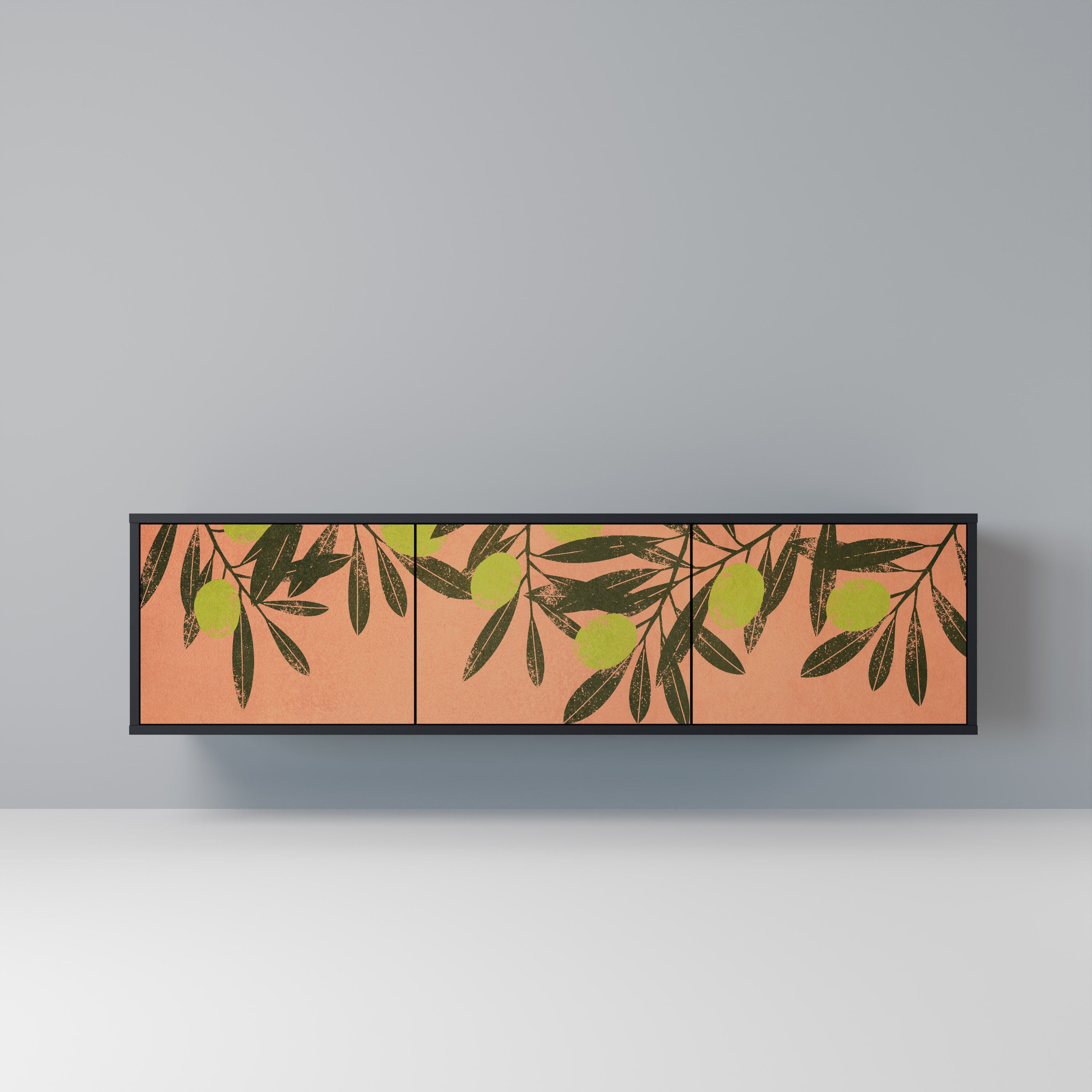 JUICY OLIVES Móvel de TV com 3 Portas em Acabamento Preto