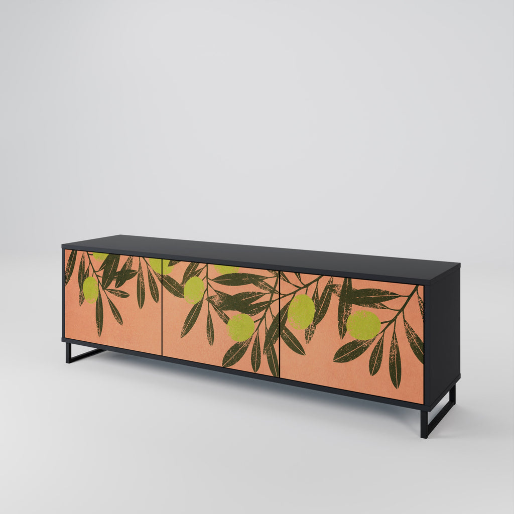 JUICY OLIVES Móvel de TV com 3 Portas em Acabamento Preto