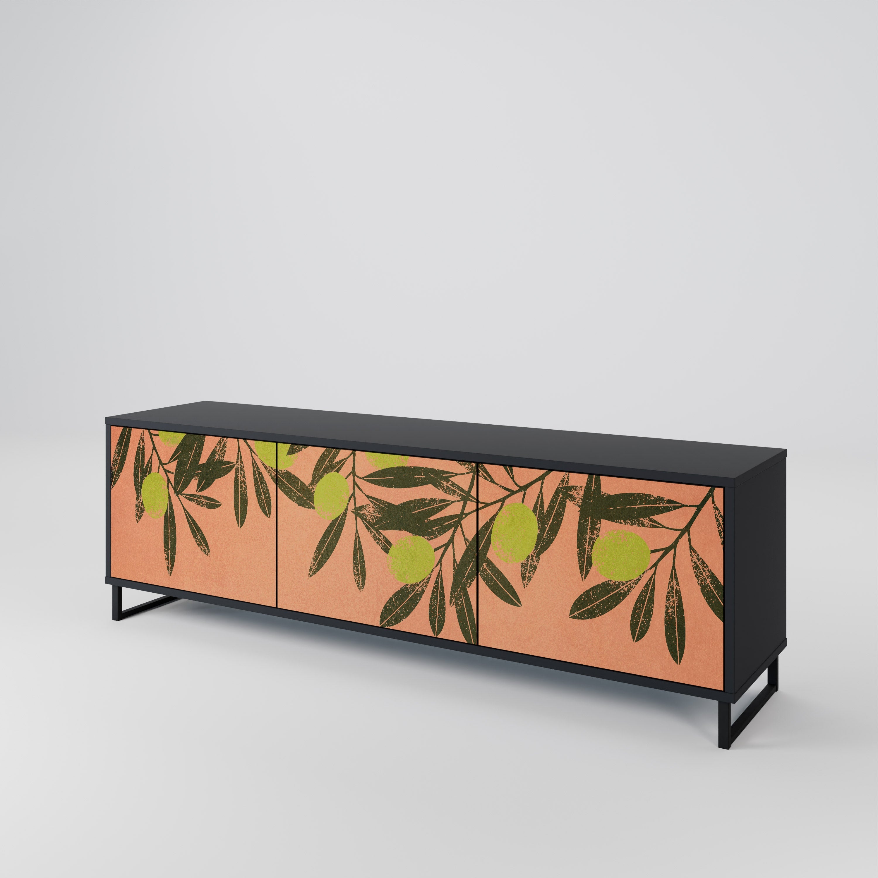 JUICY OLIVES Móvel de TV com 3 Portas em Acabamento Preto