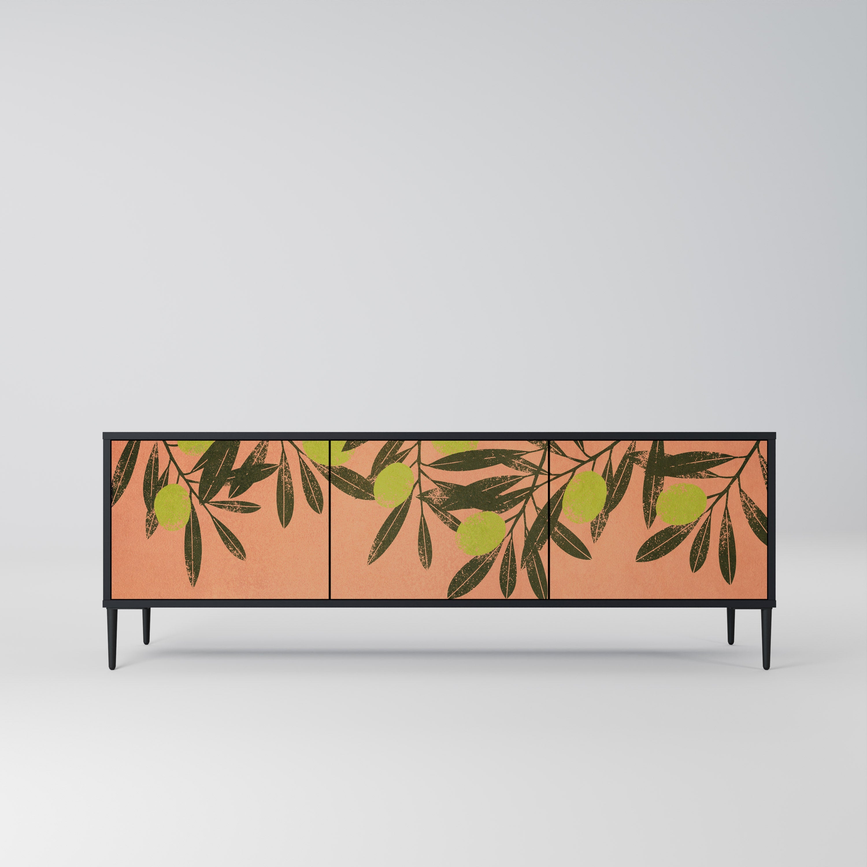 JUICY OLIVES Móvel de TV com 3 Portas em Acabamento Preto