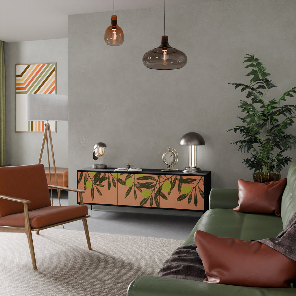 JUICY OLIVES Móvel de TV com 3 Portas em Acabamento Preto