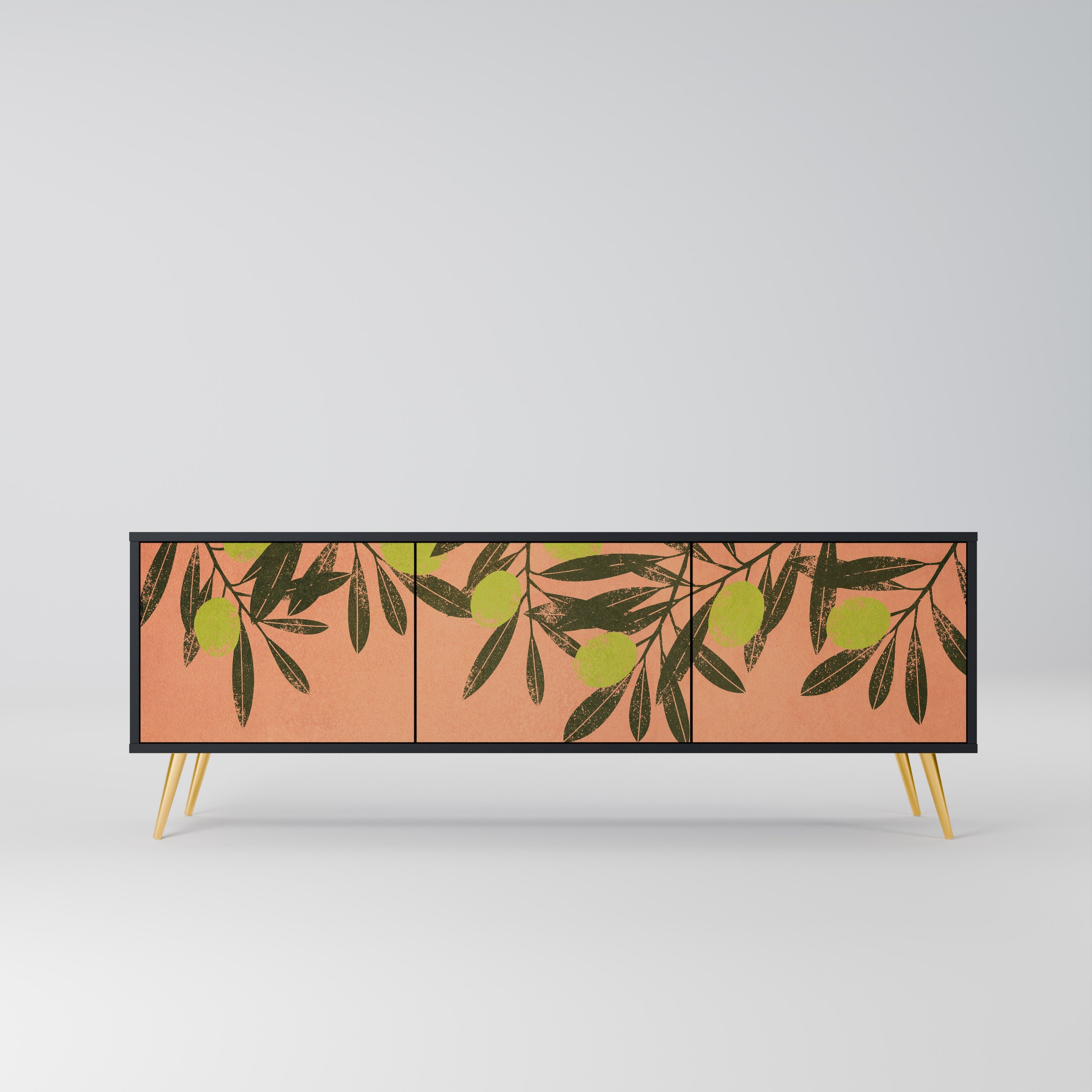 JUICY OLIVES Móvel de TV com 3 Portas em Acabamento Preto