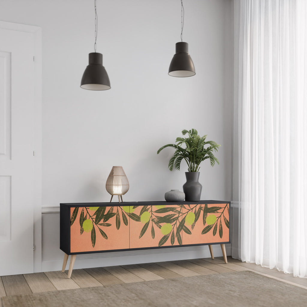 JUICY OLIVES Móvel de TV com 3 Portas em Acabamento Preto