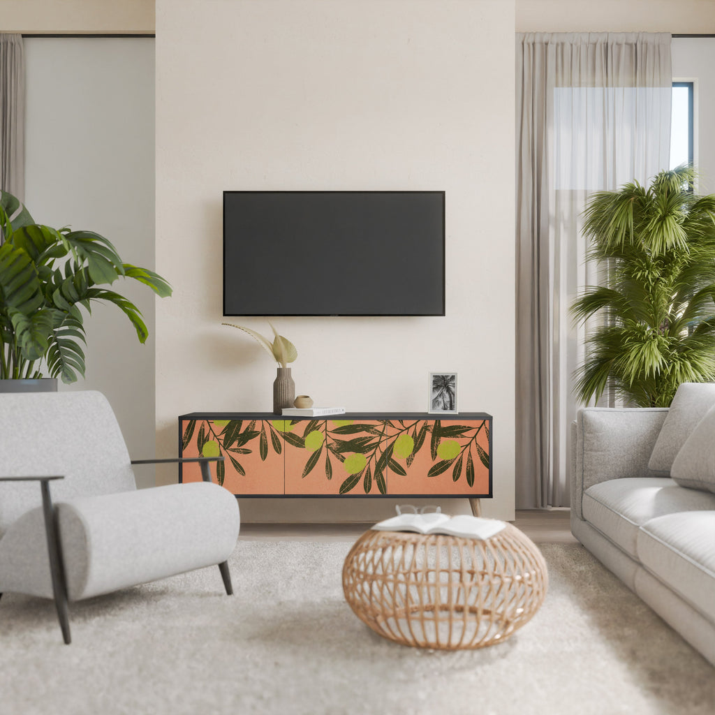 JUICY OLIVES Móvel de TV com 3 Portas em Acabamento Preto