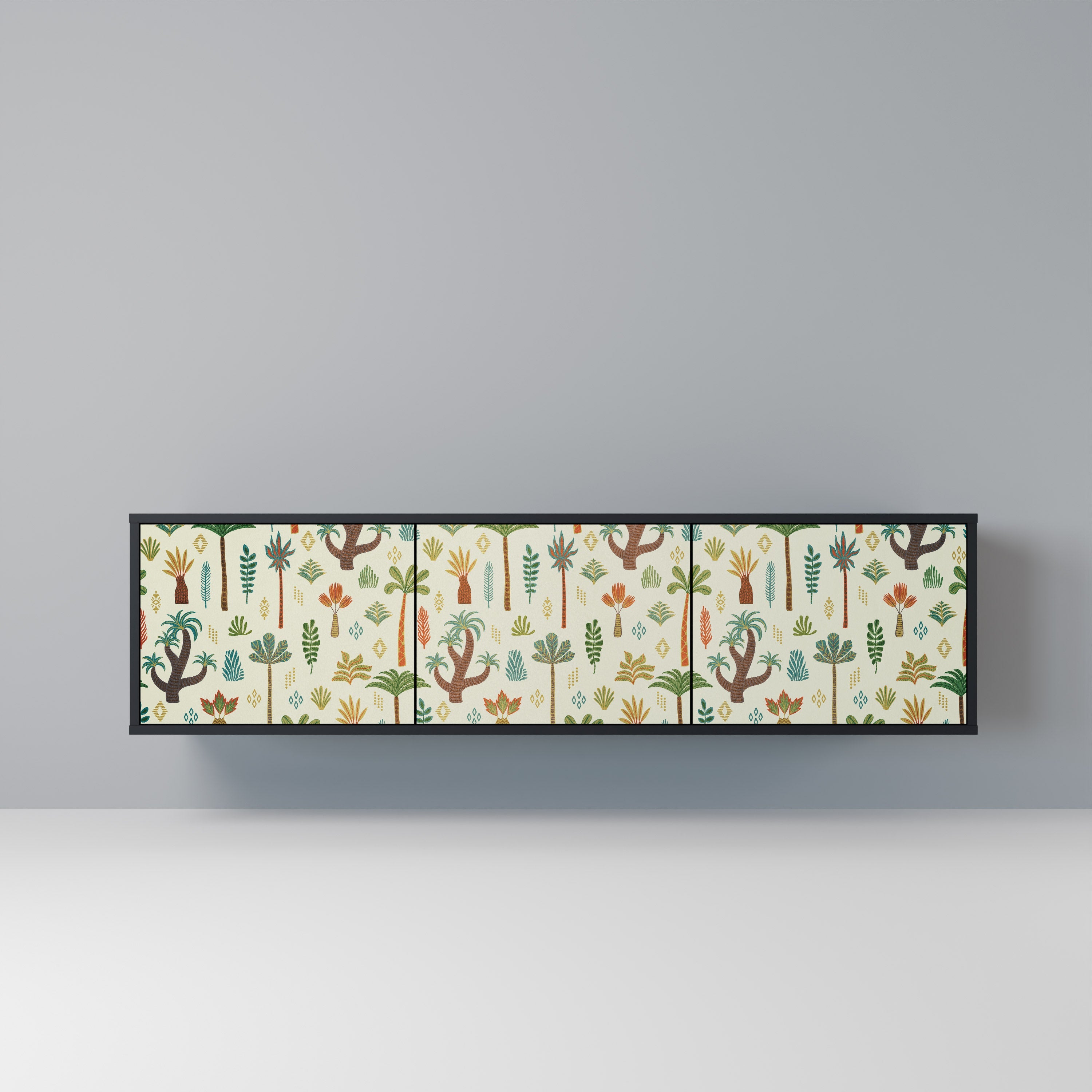 PALM SPRING Móvel de TV com 3 Portas em Acabamento Preto