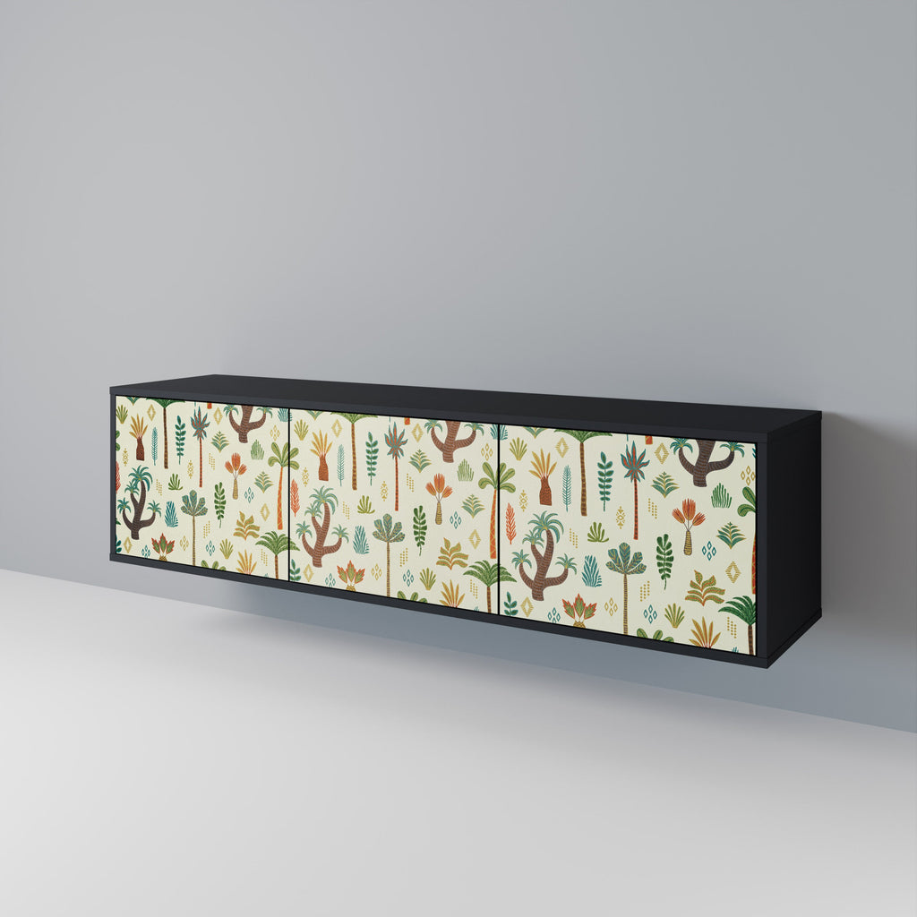 PALM SPRING Móvel de TV com 3 Portas em Acabamento Preto