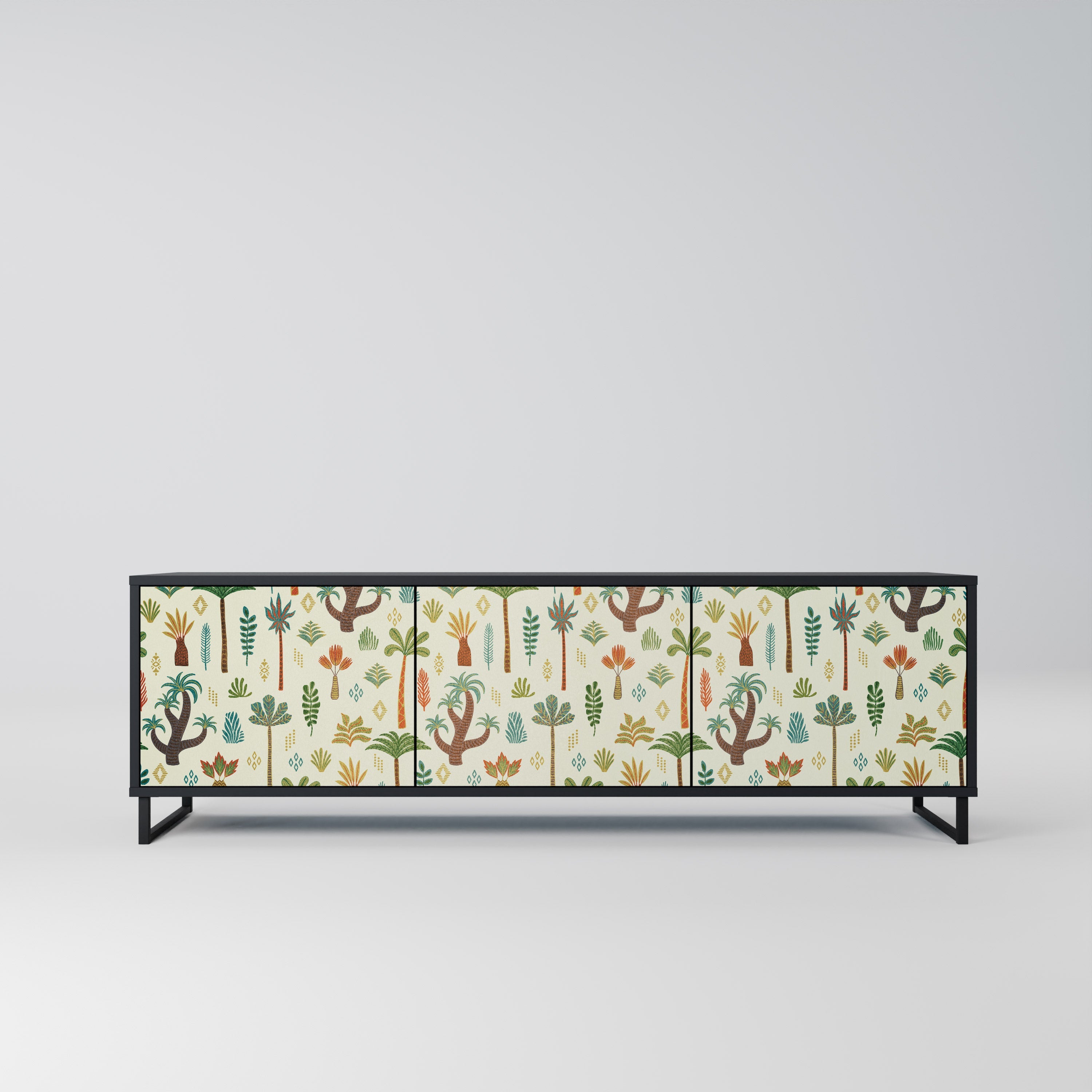 PALM SPRING Móvel de TV com 3 Portas em Acabamento Preto