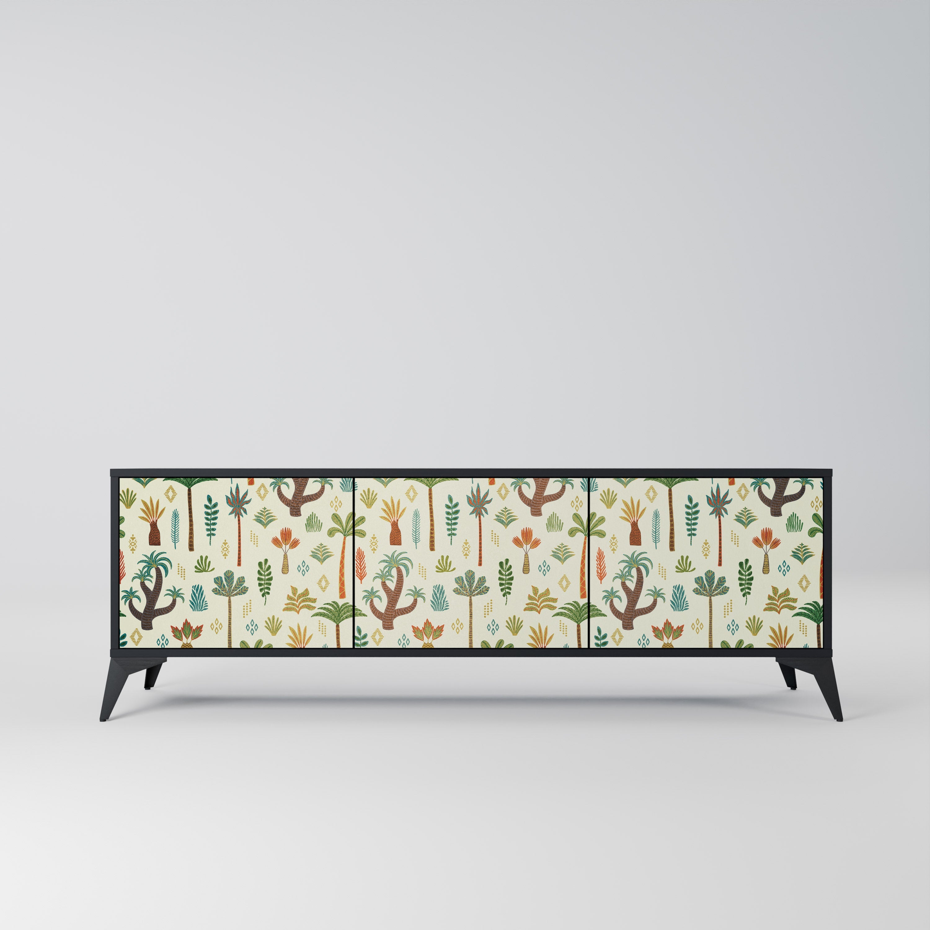 PALM SPRING Móvel de TV com 3 Portas em Acabamento Preto