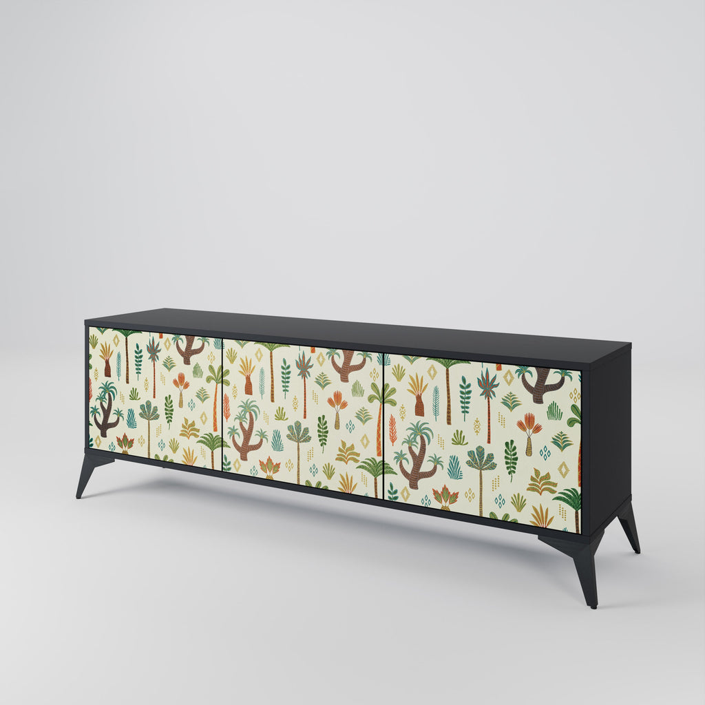 PALM SPRING Móvel de TV com 3 Portas em Acabamento Preto