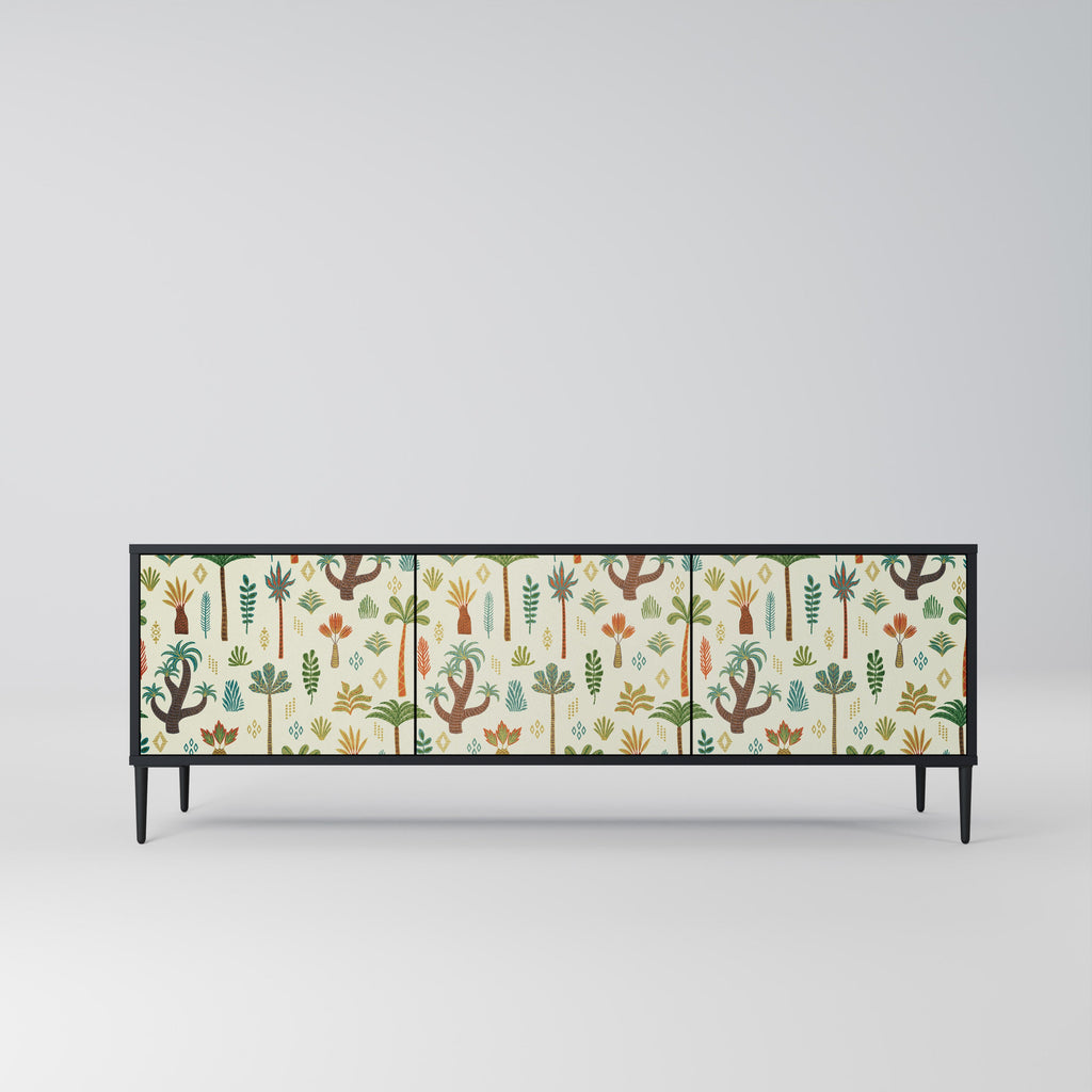 PALM SPRING Móvel de TV com 3 Portas em Acabamento Preto