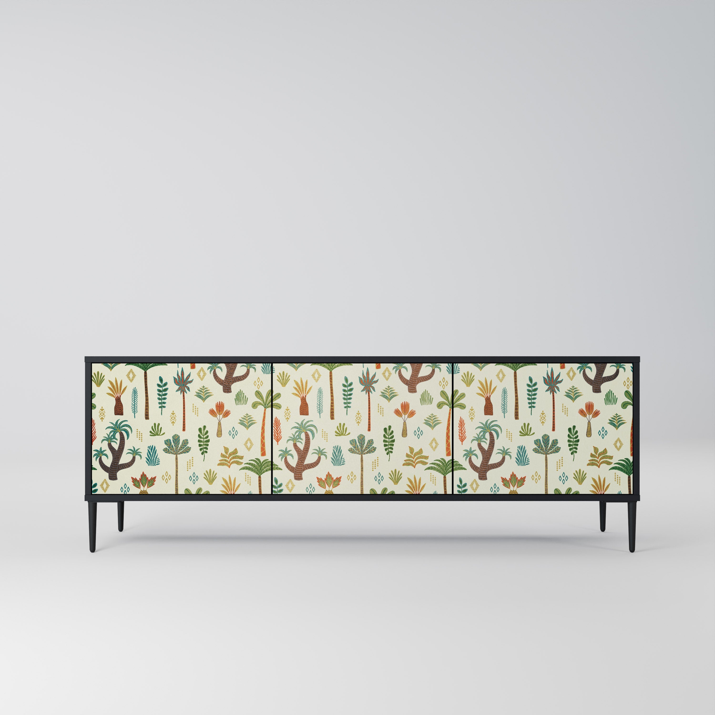 PALM SPRING Móvel de TV com 3 Portas em Acabamento Preto