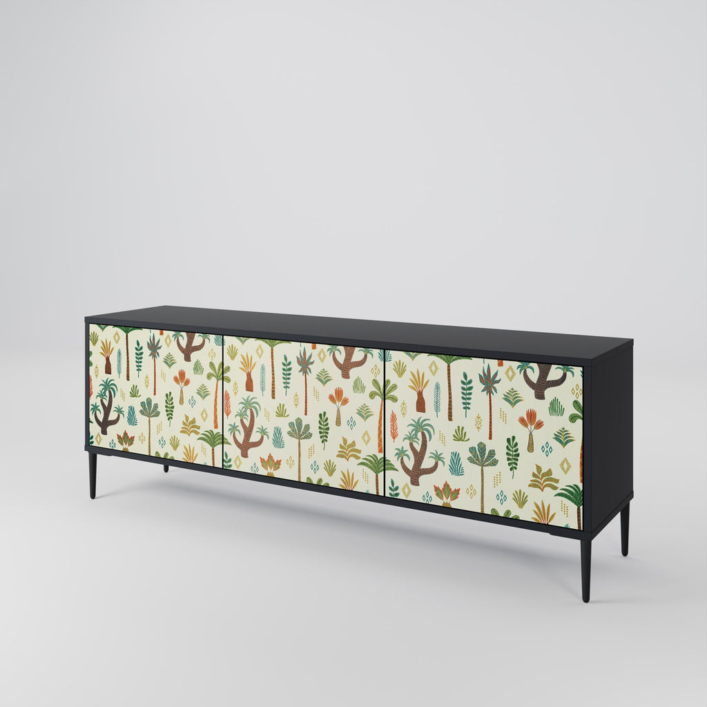 PALM SPRING Móvel de TV com 3 Portas em Acabamento Preto