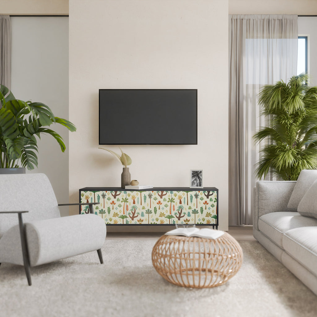 PALM SPRING Móvel de TV com 3 Portas em Acabamento Preto