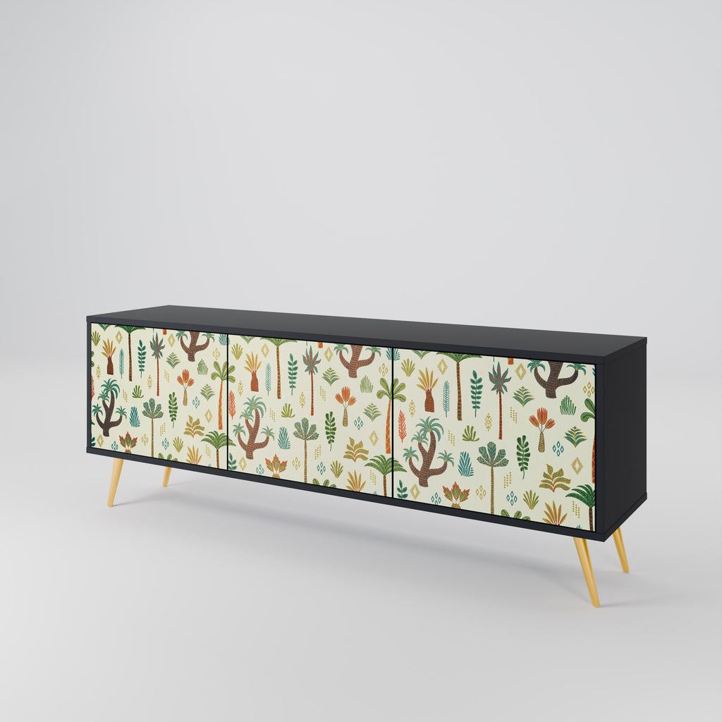 PALM SPRING Móvel de TV com 3 Portas em Acabamento Preto