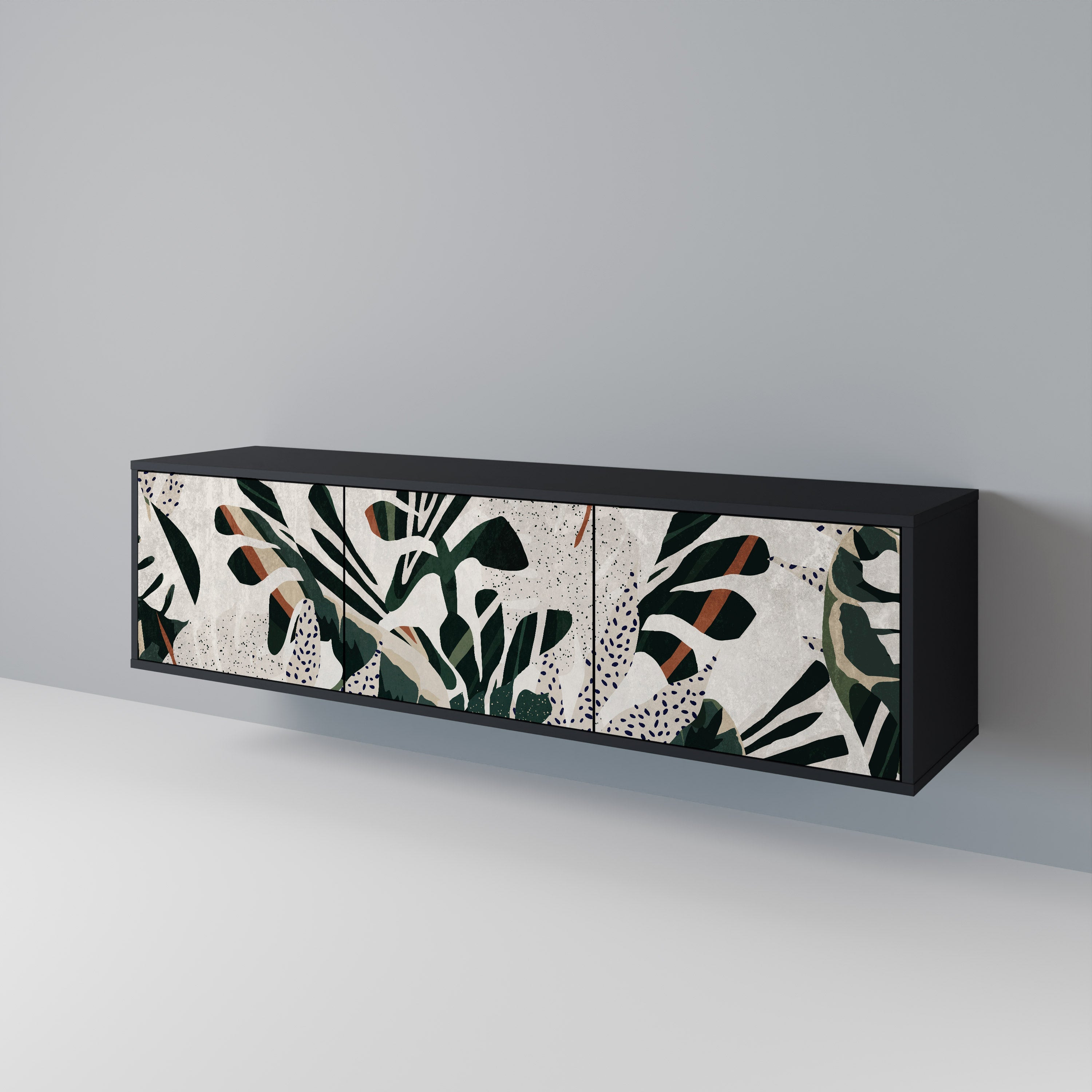 VERDURE FORMATION Móvel de TV com 3 Portas em Acabamento Preto