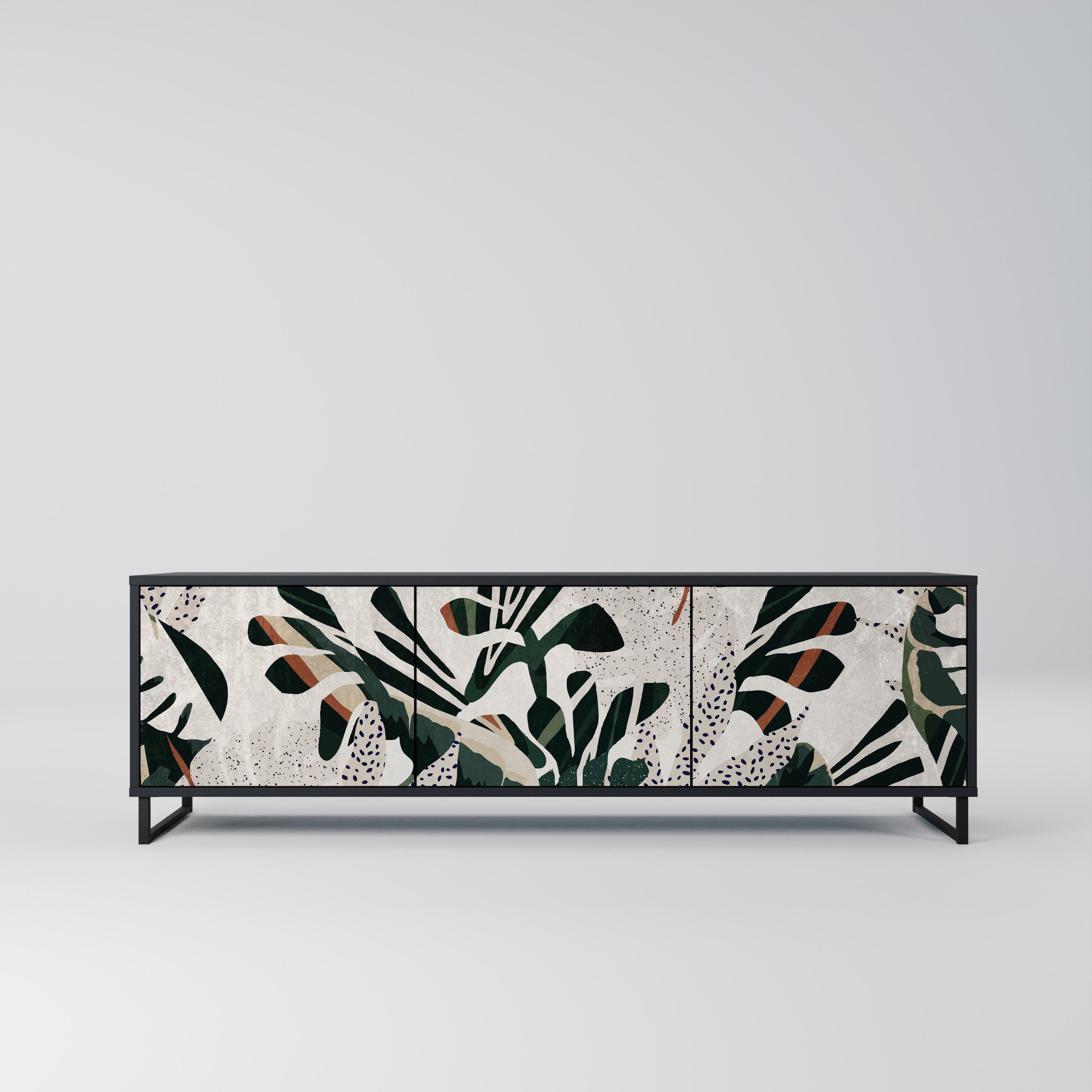 VERDURE FORMATION Móvel de TV com 3 Portas em Acabamento Preto