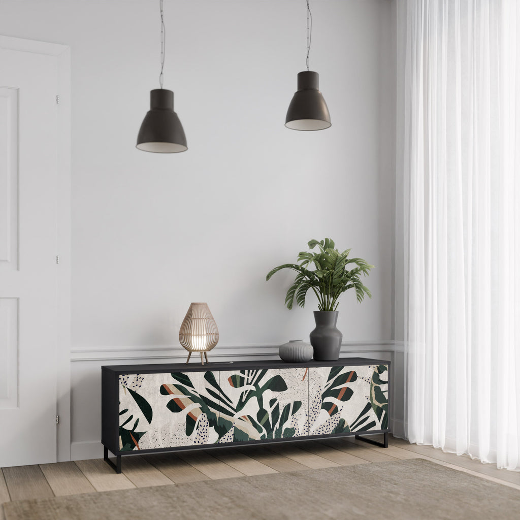 VERDURE FORMATION Móvel de TV com 3 Portas em Acabamento Preto