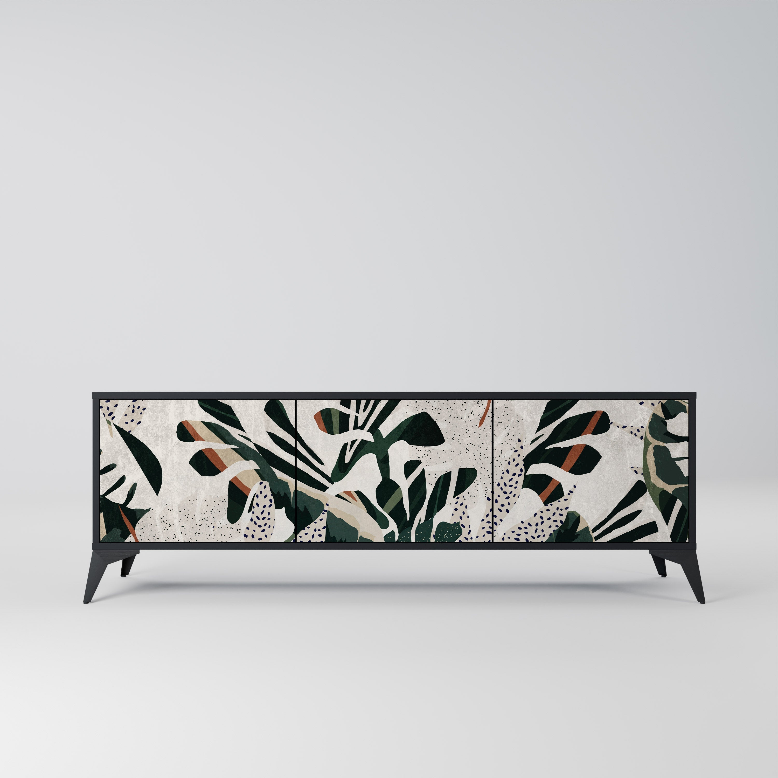 VERDURE FORMATION Móvel de TV com 3 Portas em Acabamento Preto