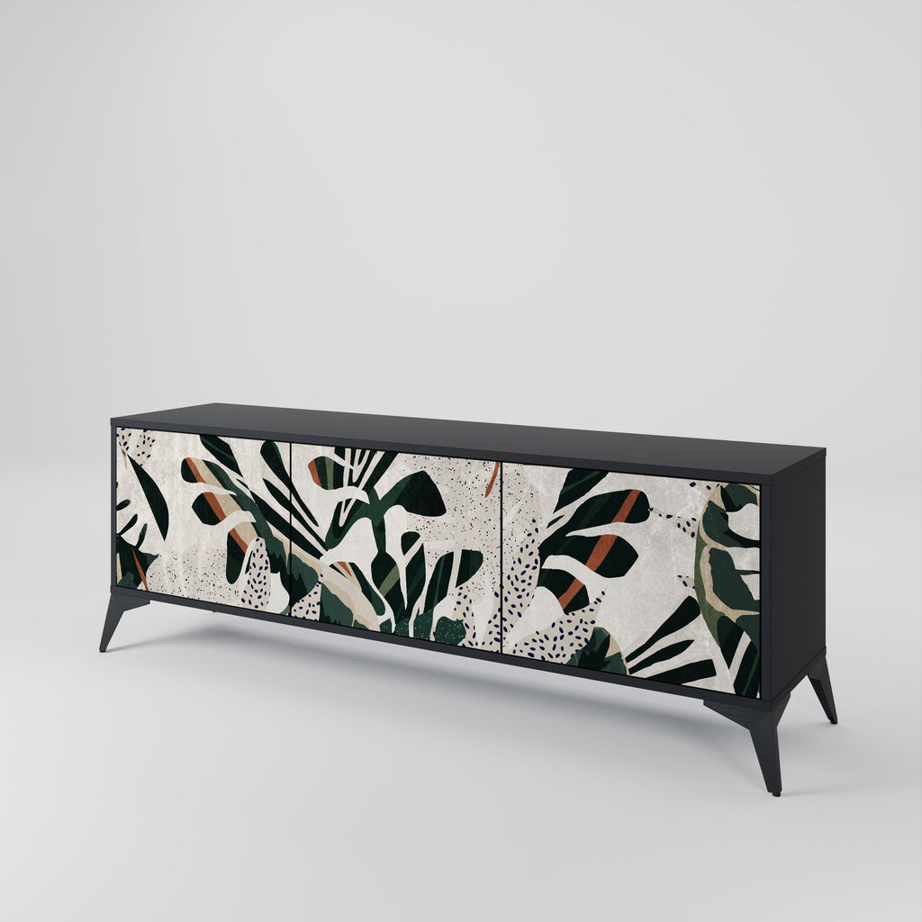 VERDURE FORMATION Móvel de TV com 3 Portas em Acabamento Preto