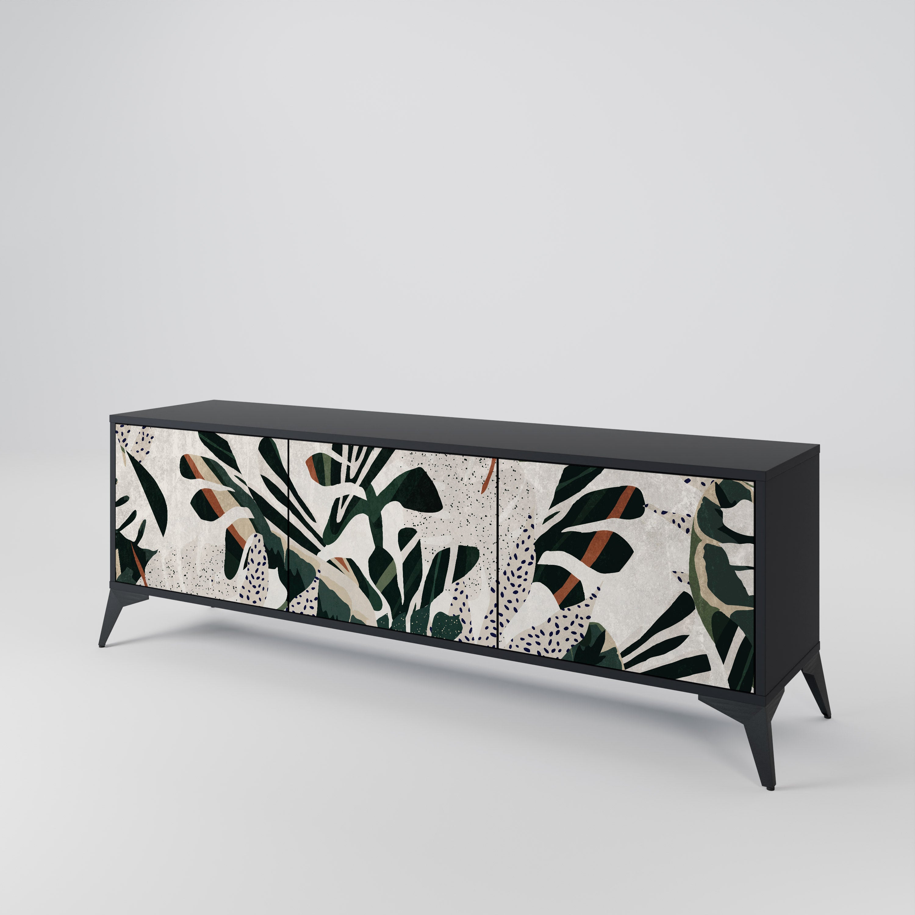 VERDURE FORMATION Móvel de TV com 3 Portas em Acabamento Preto