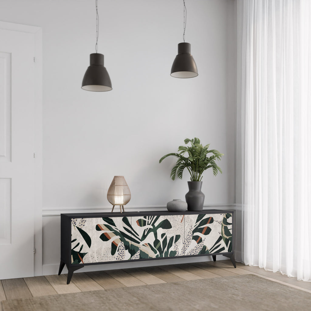 VERDURE FORMATION Móvel de TV com 3 Portas em Acabamento Preto