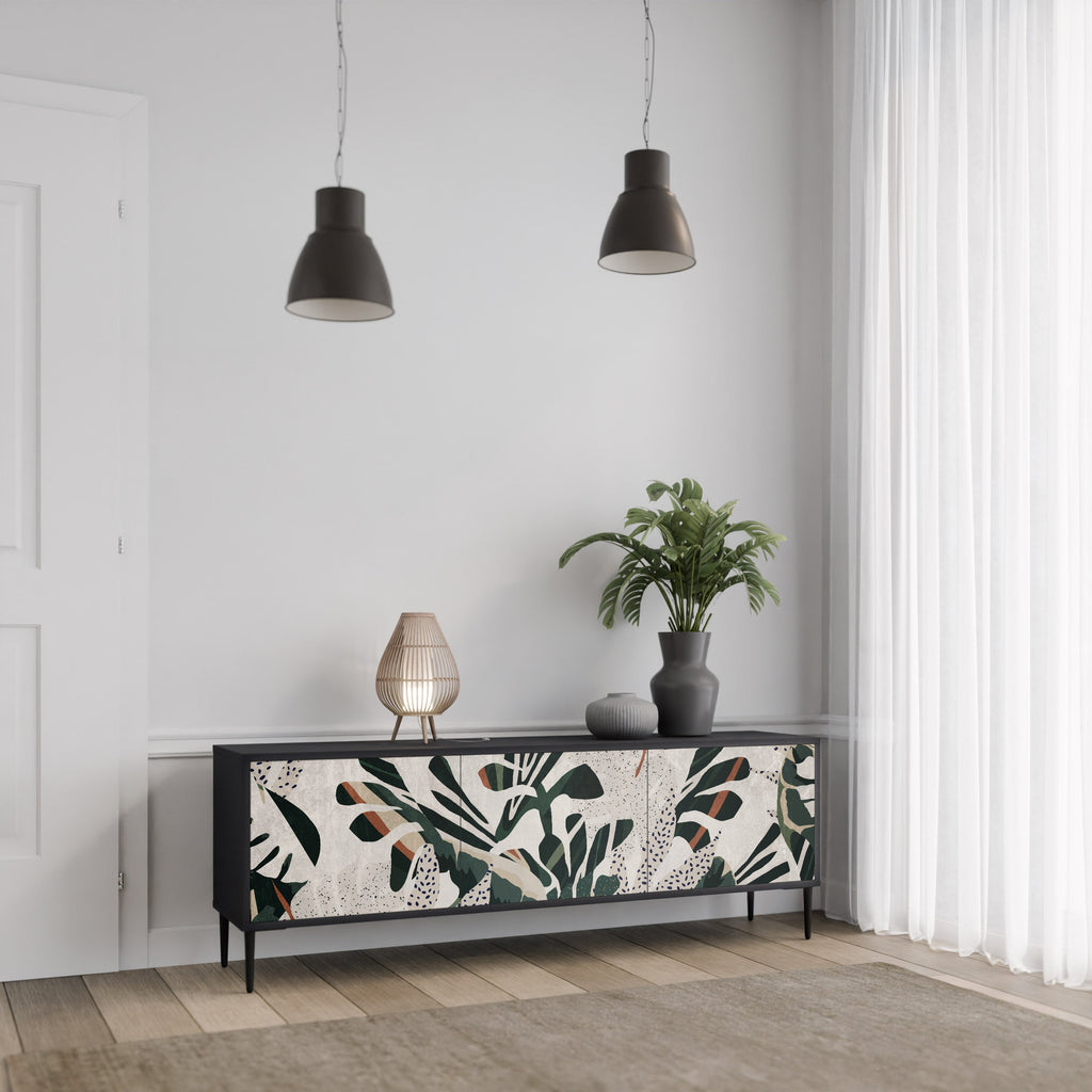 VERDURE FORMATION Móvel de TV com 3 Portas em Acabamento Preto