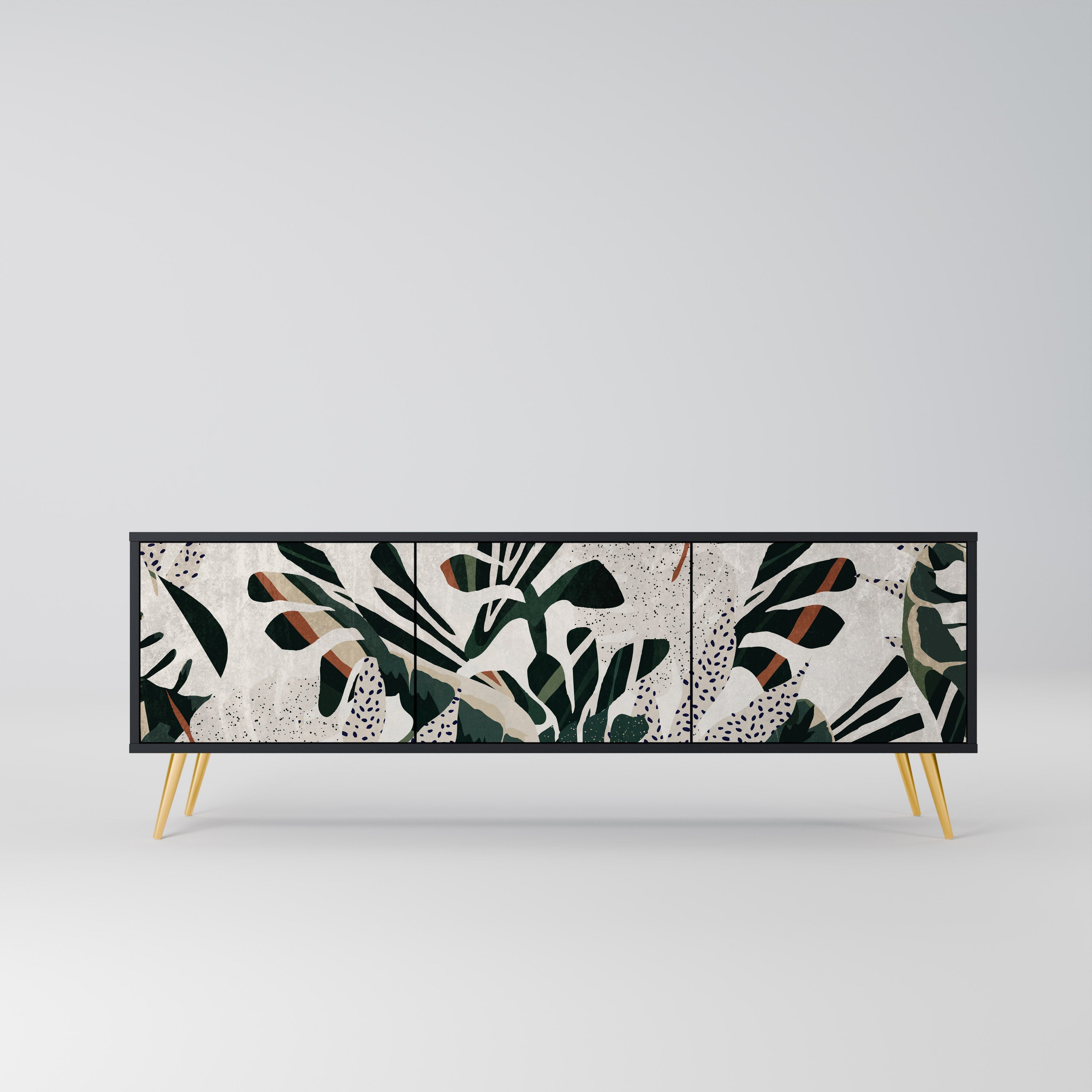 VERDURE FORMATION Móvel de TV com 3 Portas em Acabamento Preto