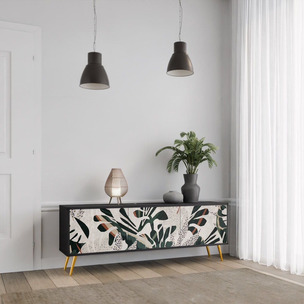 VERDURE FORMATION Móvel de TV com 3 Portas em Acabamento Preto