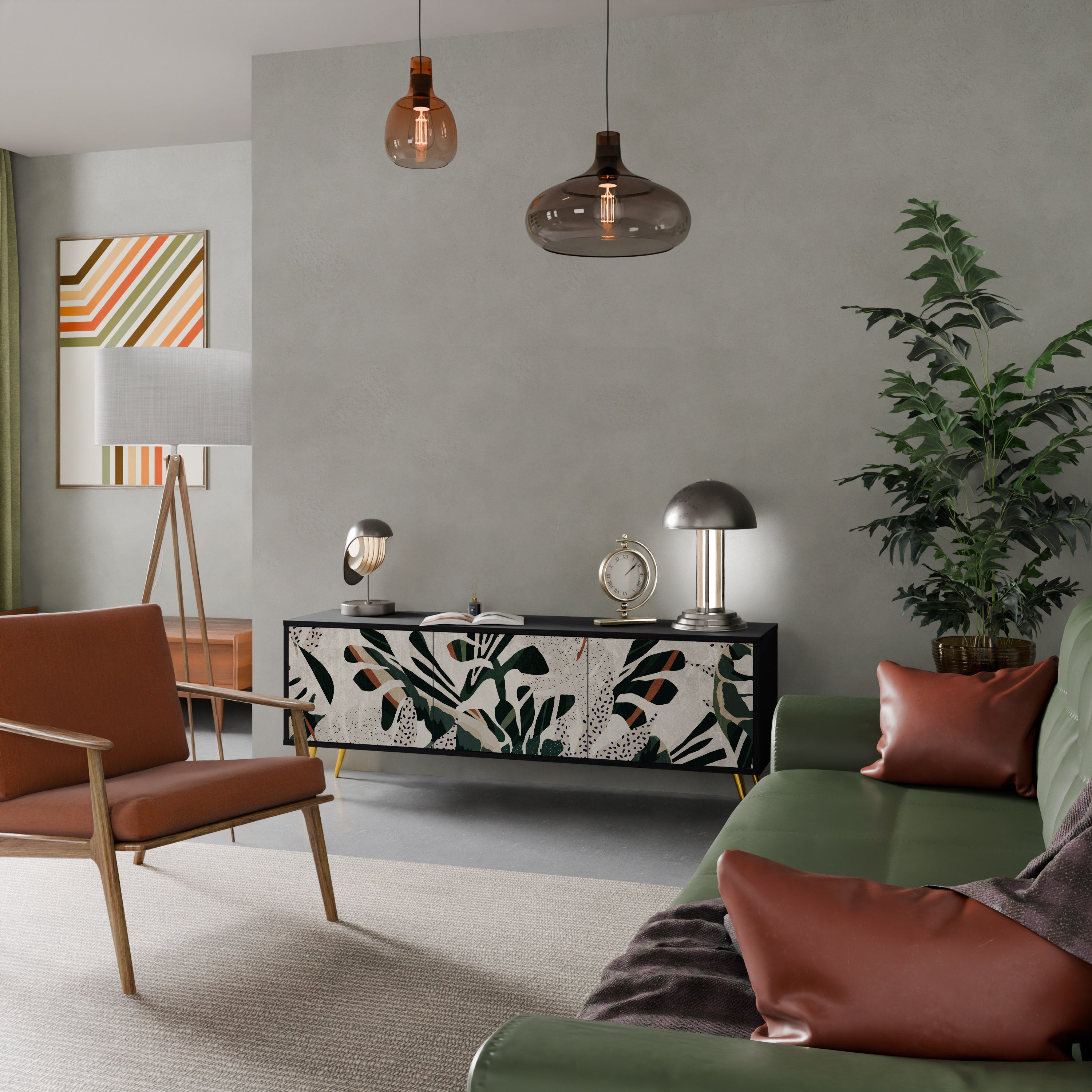 VERDURE FORMATION Móvel de TV com 3 Portas em Acabamento Preto