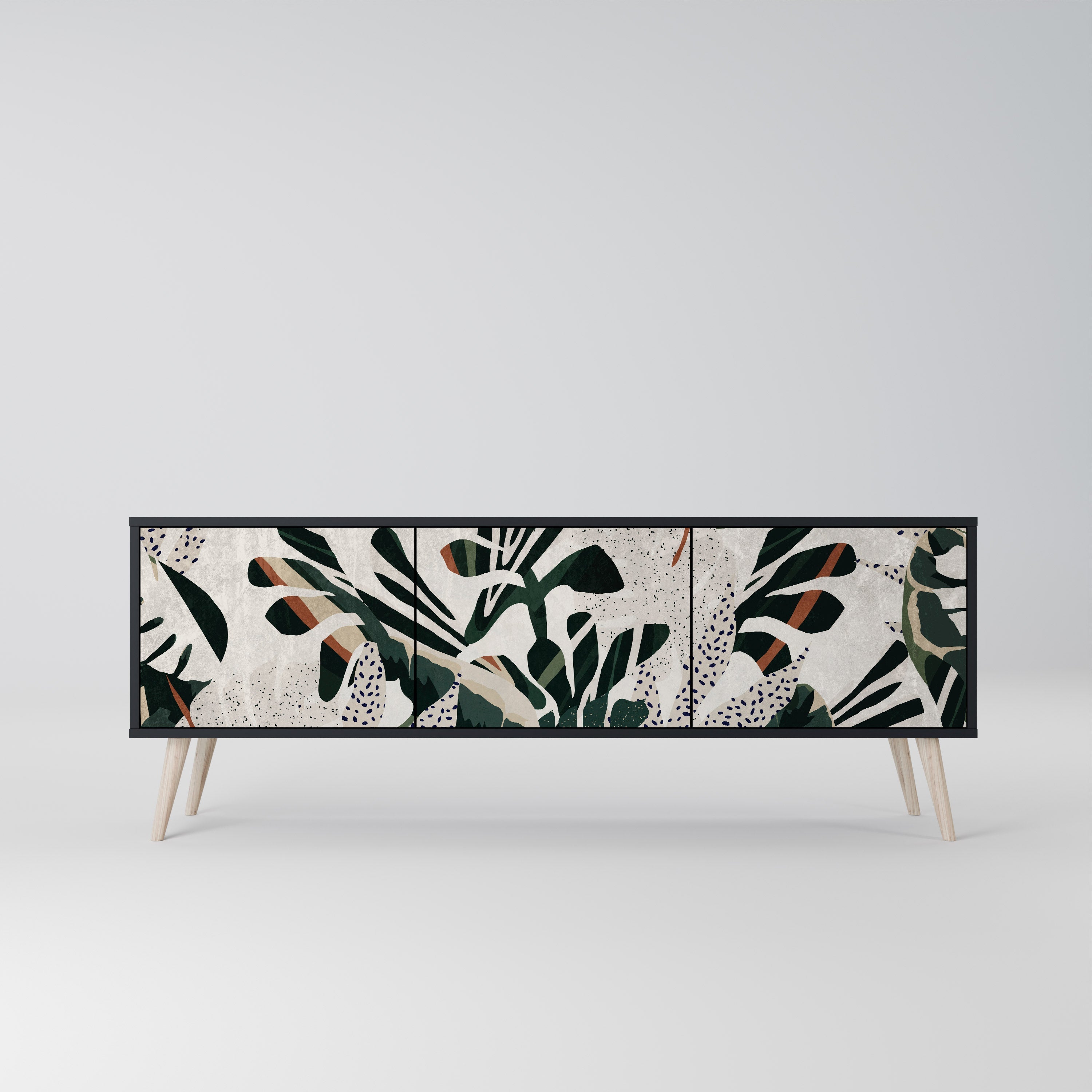 VERDURE FORMATION Móvel de TV com 3 Portas em Acabamento Preto