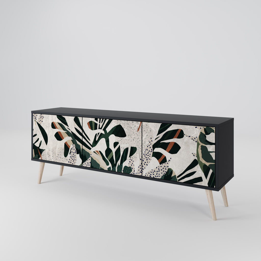 VERDURE FORMATION Móvel de TV com 3 Portas em Acabamento Preto